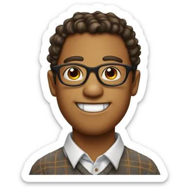 nerd with two front teeth, glasses and freckles sticker