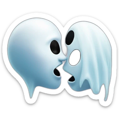 a female ghost and a male ghost kissing in a Ying and yang sticker