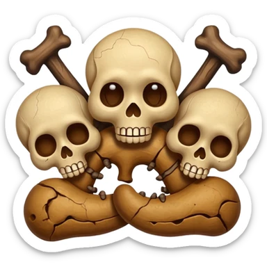 poop emoji with bones and 3 skulls sticker
