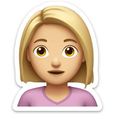 Girl with brown/blond hair is very tired  sticker