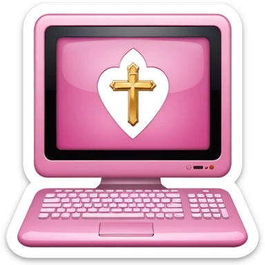 make a catholic computer with very girly pink tones sticker