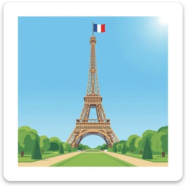 Eiffel Tower with France flag on top sticker