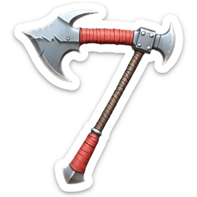 savage barbarian axe object icon, spiked double blade, battle-worn metal, scratches, heavy fantasy weapon, 3D cartoon, mobile game icon style, centered, clean background, no text, no watermark

 sticker