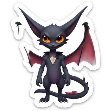  Kawaii Edgy Cool Vampiric Beautiful Noivern-Nargacuga-Litten with big Bat Ears full body sticker