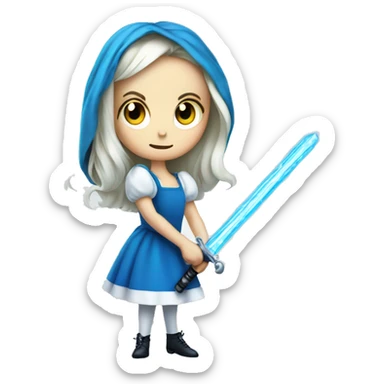 Alice in the wonderland with laser sword sticker