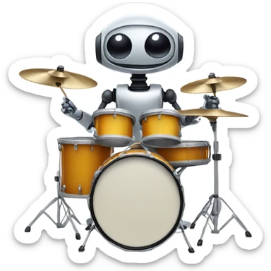 cute robot plays the drum set sticker