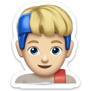 short blonde hair blue eyes muay thai fighter little muscular sticker