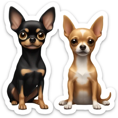 Dog chihuahua brown and chihuahua black and me sticker