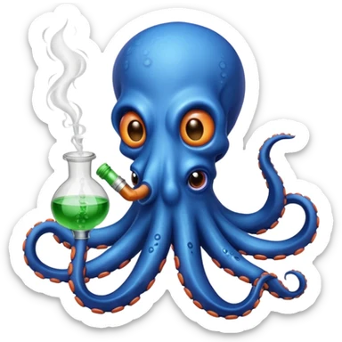 Octopus smoking a bong sticker