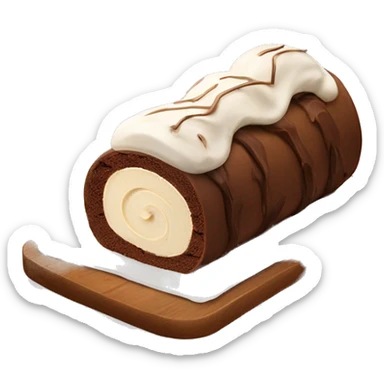 Christmas ice cream cake in the shape of a log of wood with coffee and vanilla ice cream  sticker