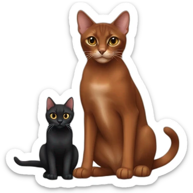 Dark red Abyssinian cat and black kitten with small white speck sticker