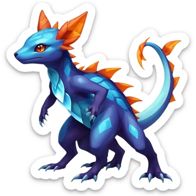 Colorful Dark Shiny Exotic Salandit-Aurorus-Glaceon-Fakémon-hybrid-creature (full body)  sticker