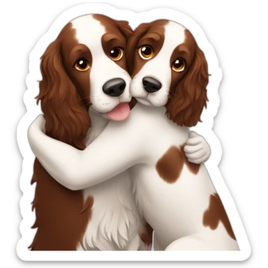 Springer spaniel with man and girl hug sticker