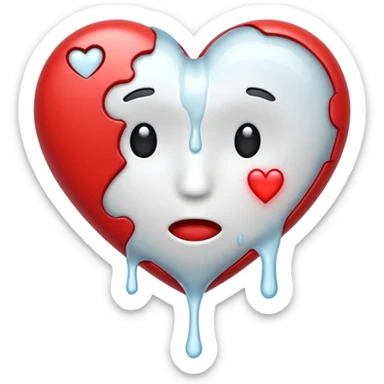 The heat broken emoji in white with sticky white liquid Ozzing out of it sticker