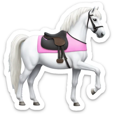 a white horse with pink saddle pad  sticker