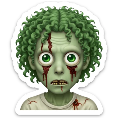 curly haired zombie sticker