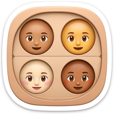3D emoji-style makeup item, a round face sculpting palette with three sections in natural skin-tone shades (highlight, contour, and bronzer). Clean lighting, soft shadows, pastel aesthetic, Apple-style emoji, glossy and minimalistic look. sticker