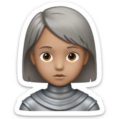gray metal painted child bust sticker