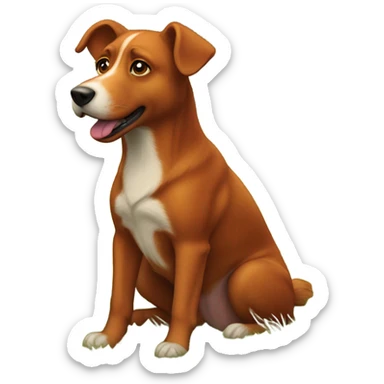 realistic red dog in grassy field sticker