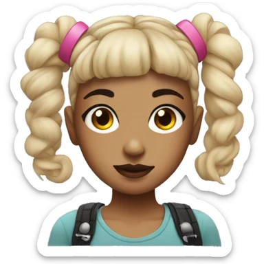 Tattooed girl with space buns and side bang sticker