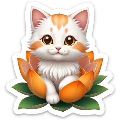 Kitten sitting on lotus flower sticker