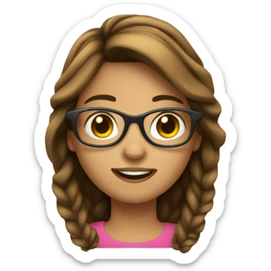 Fille a lunettes cheveux châtain sticker