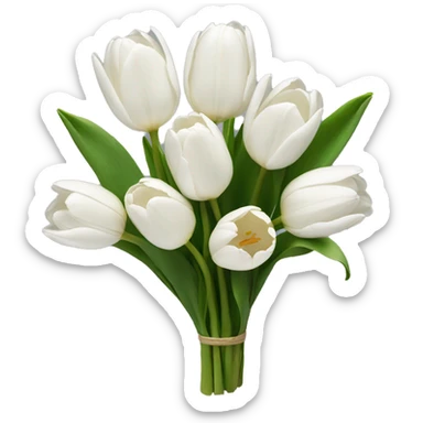 White tulips bouquet  sticker