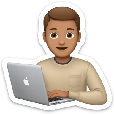 happy man on laptop with light brown skin color , sticker