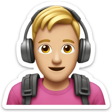 oido con auricular rosa sticker