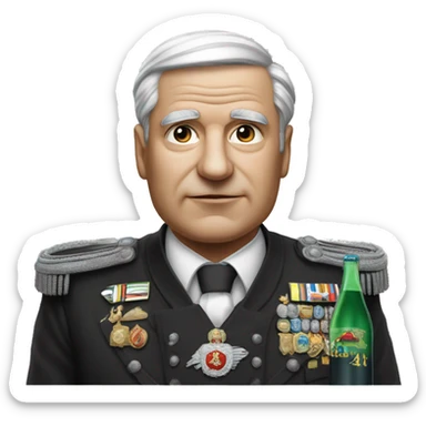 Dictator of the years 39-45 who drinks sparkling water." sticker