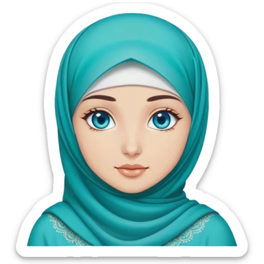 Turkish beautiful finish Konya girl blue eyes with hijab and turquoise stone dress sticker