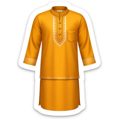 A 3D cartoon traditional kurta and pajama set folded neatly, soft warm tone, smooth fabric texture, Memoji-style look. sticker
