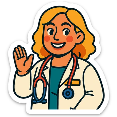 Latina doctor with light blonde hair, detailed and expressive sticker