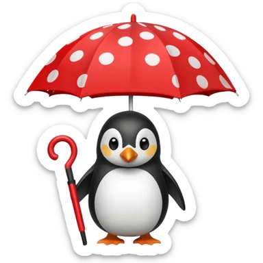 Penguin with red polka-dot umbrella sticker