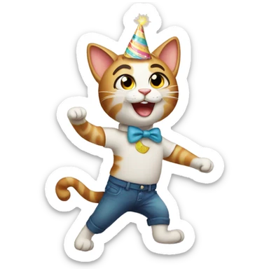 dancing cat birthday sticker