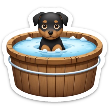 ice bath with a dog in id from wood round sticker