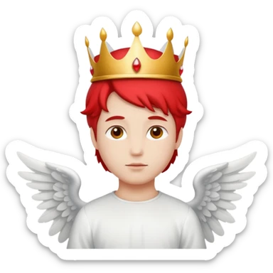 an angel with a red crown on his head, 4 wings sticker