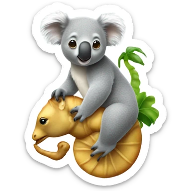 Koala riding a seahorse  sticker
