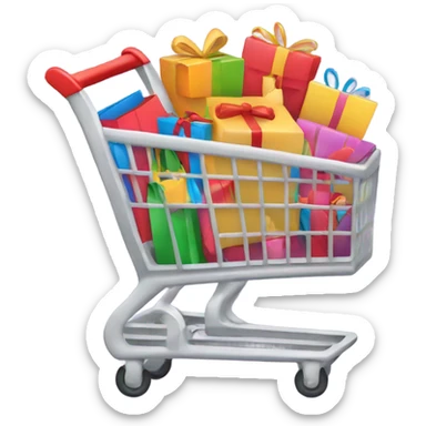 shopping cart full of gift bags sticker