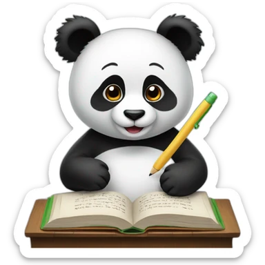 panda writing in book sticker