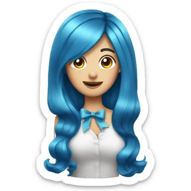 blue hair bow sticker