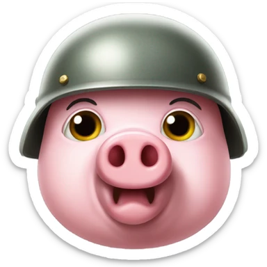 pig wearing helmet who is a soldier sticker