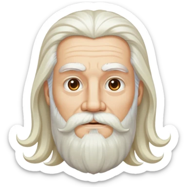 God, man with long white hair, beard and white mustache, wise looking, deity sticker