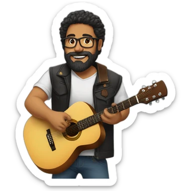 Latin lover Bearded man, very strong, with glasses, playing guitar  sticker