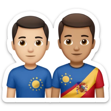 2 male Best buds , one in showing Philipines flag tshirt, one is Spain flag sticker