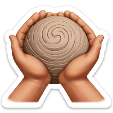 two hands kneading a ball of clay sticker