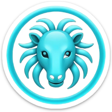 "A minimalistic glowing zodiac symbol ♓, centered on a dark cosmic background, symbol color #00d9ff, clean design, modern and luminous" sticker