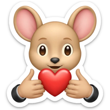 emoji that shows respect heart big ears and shaking hands sticker