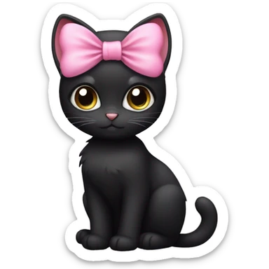 Black cat with a pink bow cute  sticker