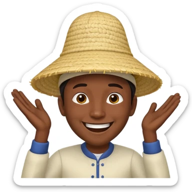 Asian guy in a rice hat bouncing on it crazy style sticker